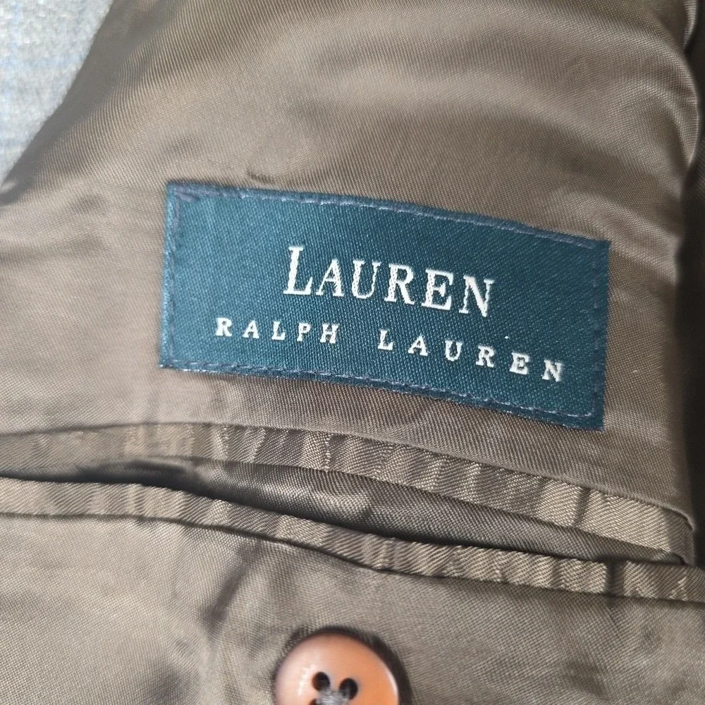 Lauren Ralph Lauren Blazer Mens 43T Tan Silk Linen Wool Glen Plaid Sprt Coat NEW - Picture 3 of 11